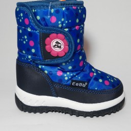 Сноубутсы, дутики, дутые сапоги синие в горошек на девочку, ТМ 