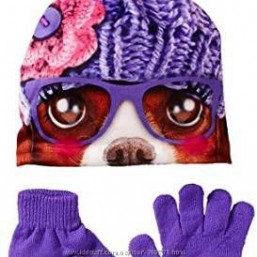 Комплект Шапка с фотопринтом и перчатки Accessories 22. Флис. 4-6 лет. США.