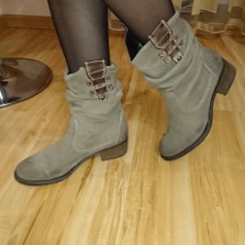 Демисезонные кожаные замшевые сапожки ботинки