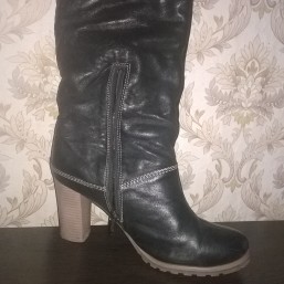 КОЖАНЫЕ зимние сапоги.