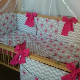  Двухсторонний постельный комплект в кроватку с бортиками подушечками 7ед. -Сладкий сон, Польша !!