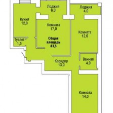 3-х комнатные квартиры, ЖК "Новый Северный", ПАРАДИЗ
