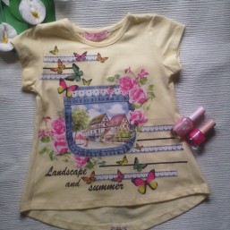 Футболка для девочки бабочки 92-110