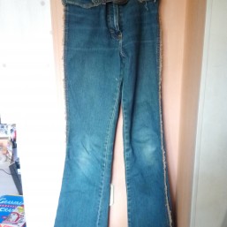 синие эффектные джинсы с пряжкой WOOD STAR на девочку 10-14 лет