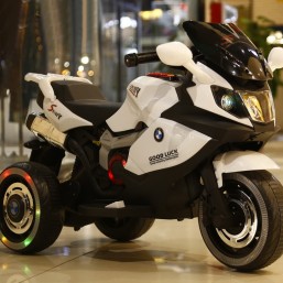 Детский электромобиль мотоцикл BMW M 3680L (колеса свет, кожаное сиденье)