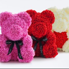 Мишка из искусственных 3D роз  