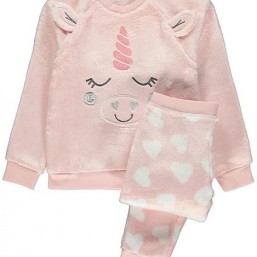 Пижама флисовая плюшевая для девочки единорог от 5 до 13 лет. код 191107