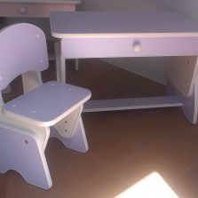 Детский столик и стульчик с регулировкой высоты. Цвет лаванда/ белый.