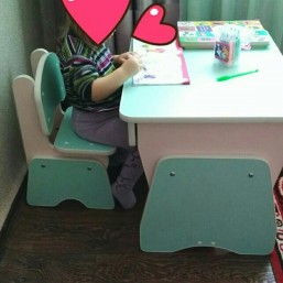 Детский столик и стульчик с регулировкой высоты. Цвет мята/ сакура.