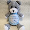 Плюшевая именная игрушка ручной работы, игрушка с метрикой, игрушка с именем, вязаная игрушка