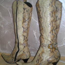 Кожаные демисезонные сапоги под рептилию