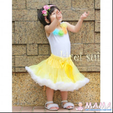 Жёлтая юбочка с белым рюшем 3-4года.