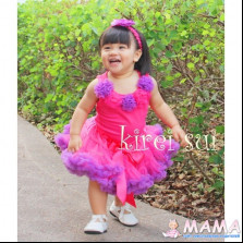 Яркорозовая юбочка с сиреневым рюшем