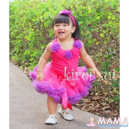 Яркорозовая юбочка с сиреневым рюшем